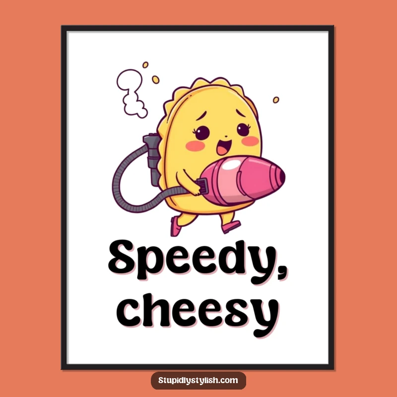 Funny Blushing Taco Poster: Hilarious Jetpack Mexican Food Wall Art Gift