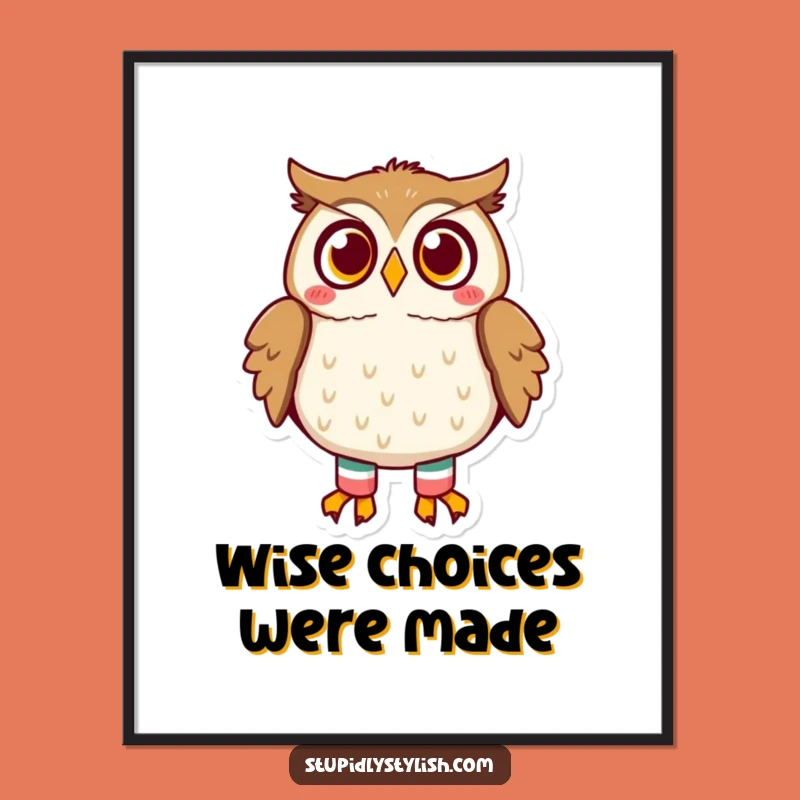 Funny Surprised Owl Poster - Mismatched Socks Wall Art for Laughs