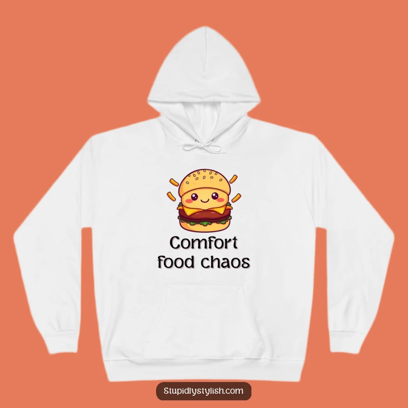 Funny Burger Juggling Fries Hoodie - Cozy Foodie Humor Sweatshirt Gift