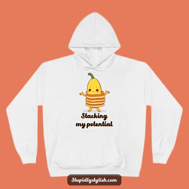 Funny Banana Pancake Balance Hoodie - Cozy & Comedic Foodie Gift
