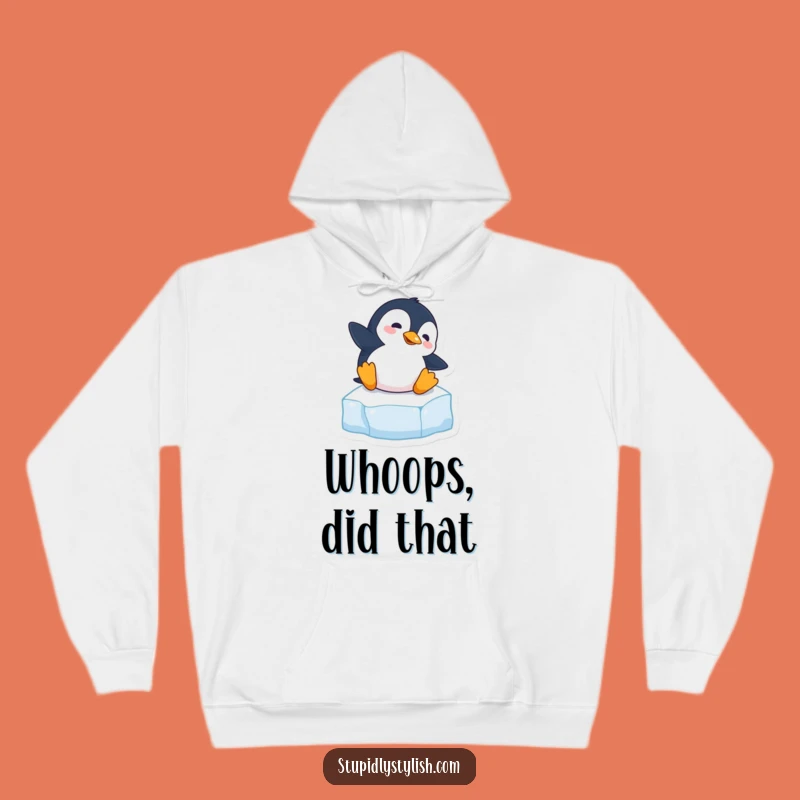 Cozy Funny Clumsy Penguin Slipping Hoodie - Warm & Hilarious Gift Idea