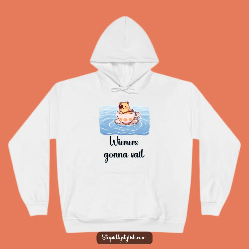 Funny Hot Dog Paddling Teacup Hoodie: Cozy and Hilarious Ocean Odyssey Gift