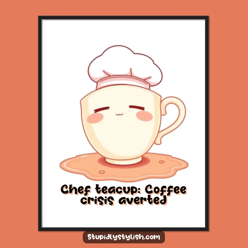 Funny Free Printable Wall Art: Sleepy Chef Teacup Puddle Art