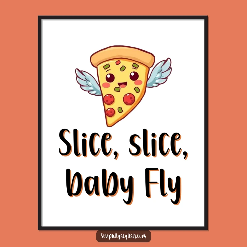 Funny Free Printable Wall Art: Flying Pizza Slice - Quirky Downloadable Decor!
