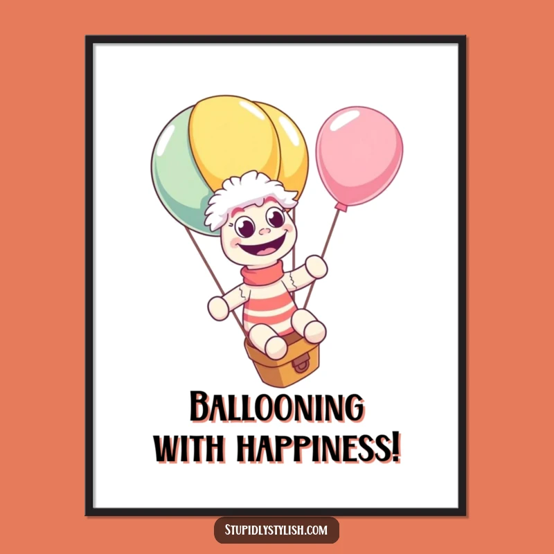 Funny Free Printable Wall Art: Giggling Sock Puppet Balloon Ride Downloadable Decor