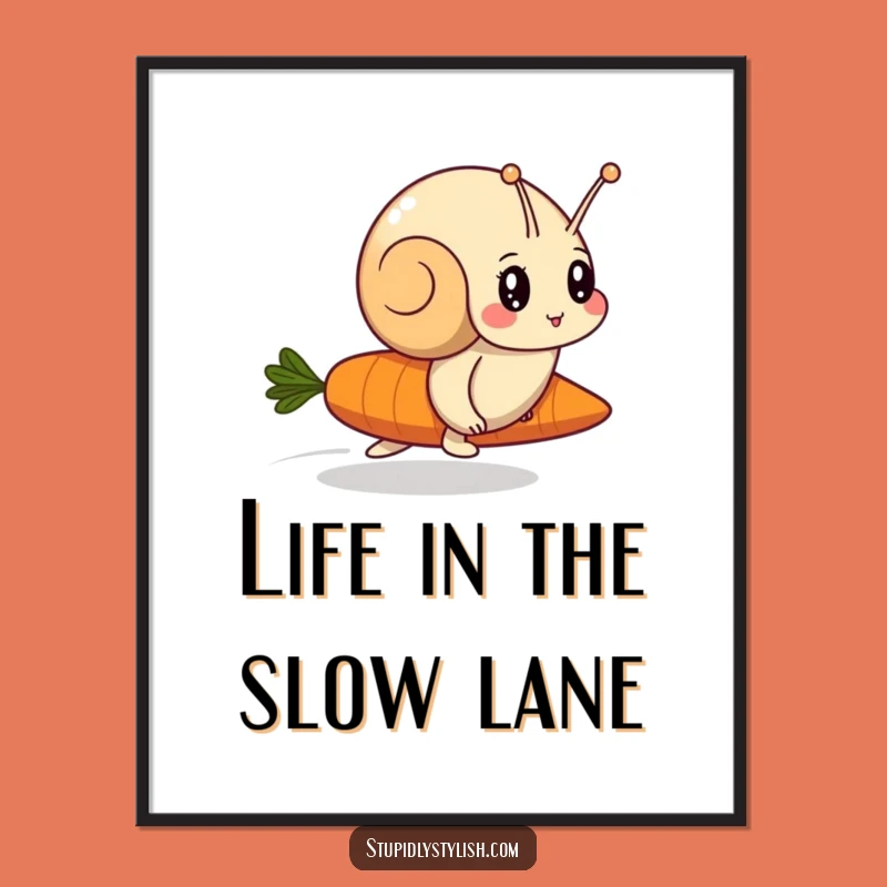 Funny Free Printable Wall Art: Snail vs Carrot Race - Quirky Downloadable Decor