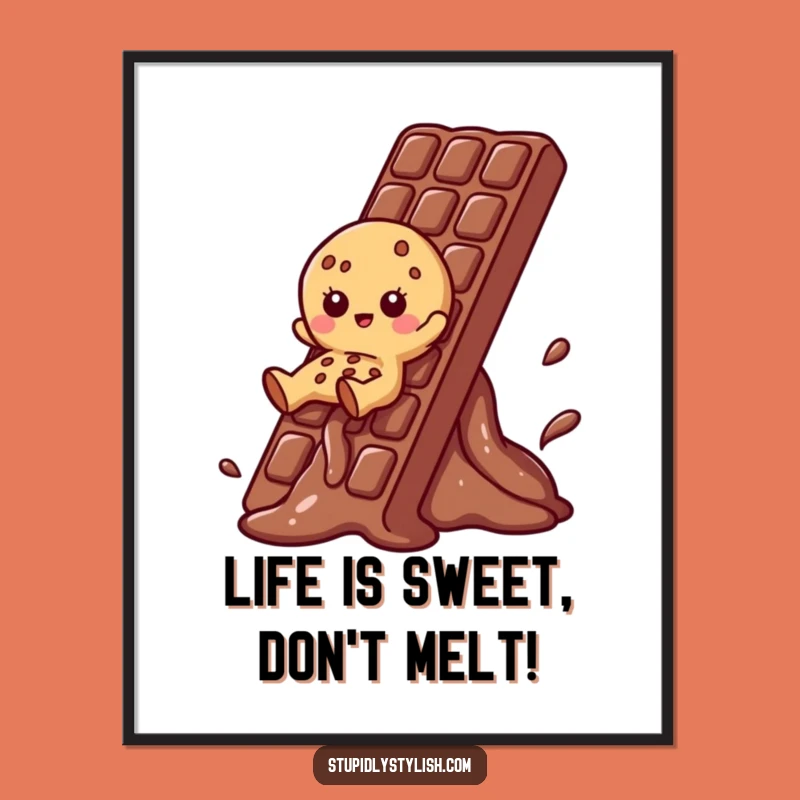 Funny Free Printable Wall Art: Cookie Chocolate Slide - Quirky Downloadable Decor