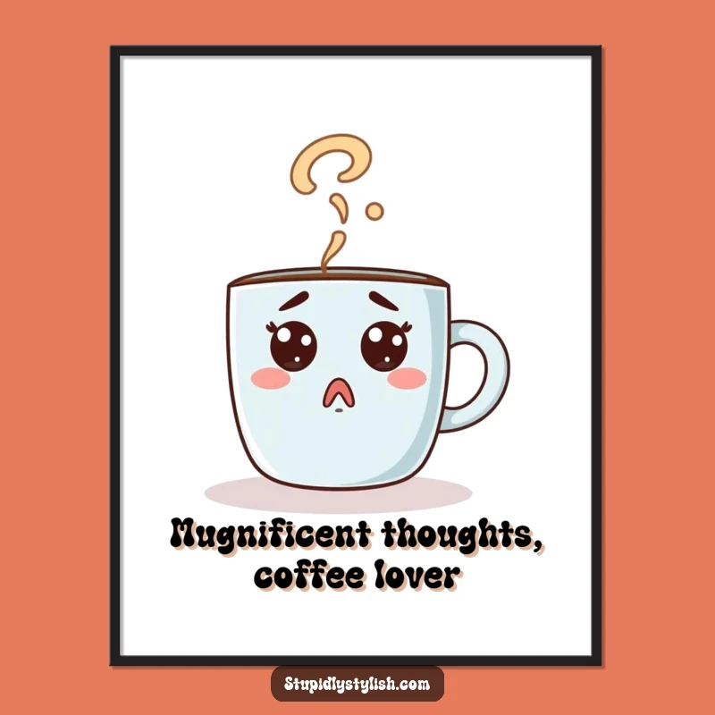 Free Printable Wall Art: Coffee Mug Question Mark Steam Funny Decor