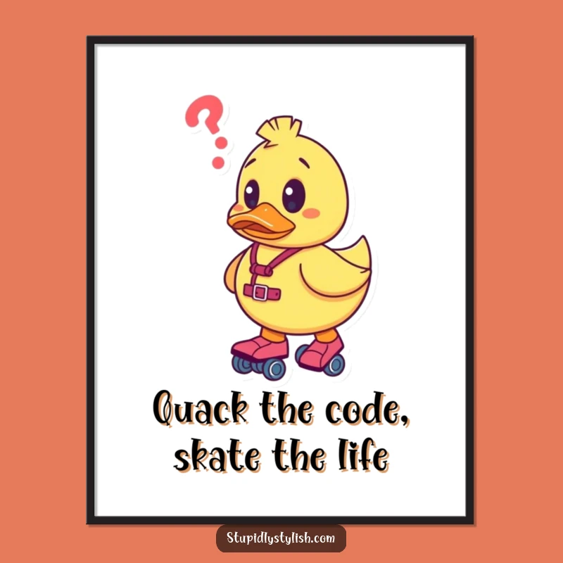 Free Printable Wall Art: Duck Skates Confused Funny Downloadable Art