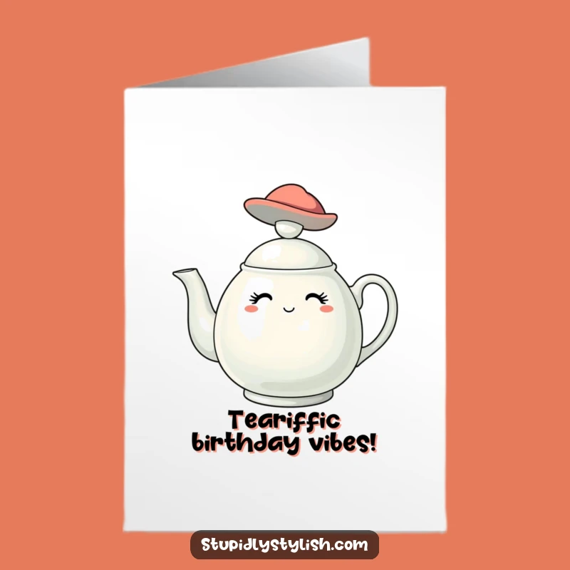 Chic Free Printable Birthday Card: Stylish Teapot Hat - Elegant Downloadable Greeting!
