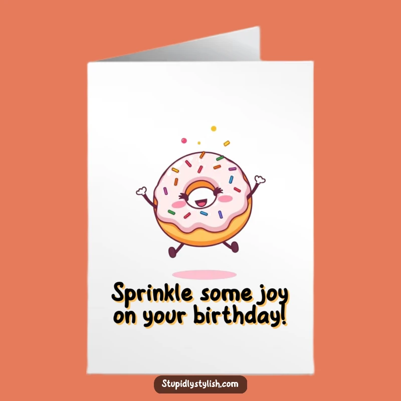 Free Printable Birthday Card: Jumping Donut Sprinkle Fun - Funny Downloadable Gift