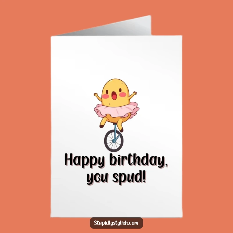 Free Printable Potato Ballet Birthday Card - Funny Unicycle Surprise Gift