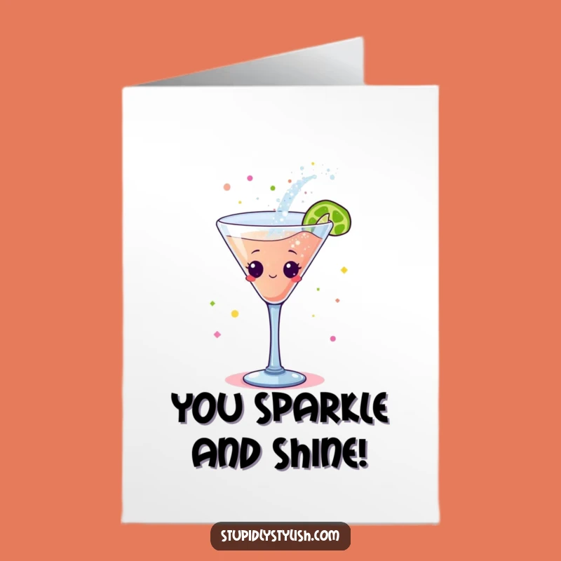 Free Printable Congrats Card: Cocktail Glass Celebrates with Glitter!