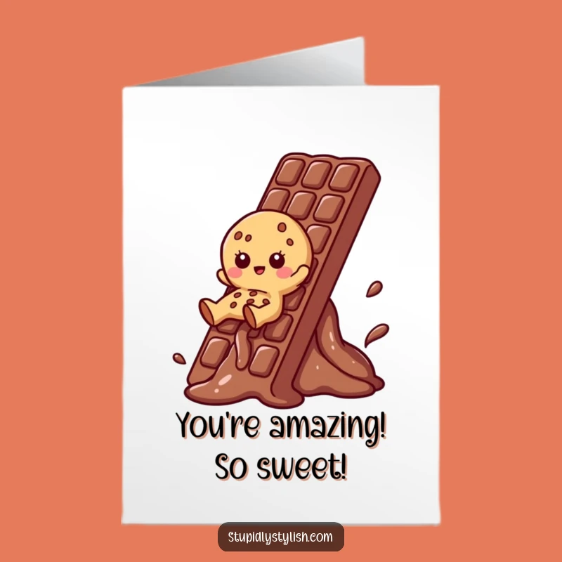 Free Printable Congrats Card: Cookie Chocolate Slide - Downloadable Celebration