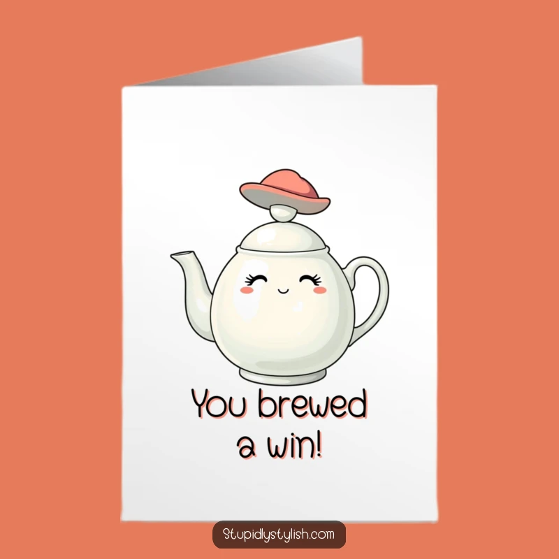 Free Printable Congrats Card: Fashionable Teapot Hat - Chic Downloadable Celebration!
