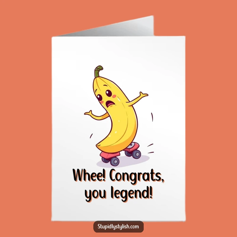 Free Printable Congrats Card Funny: Banana Skater Oops, Downloadable Mishap, Quirky Cheer