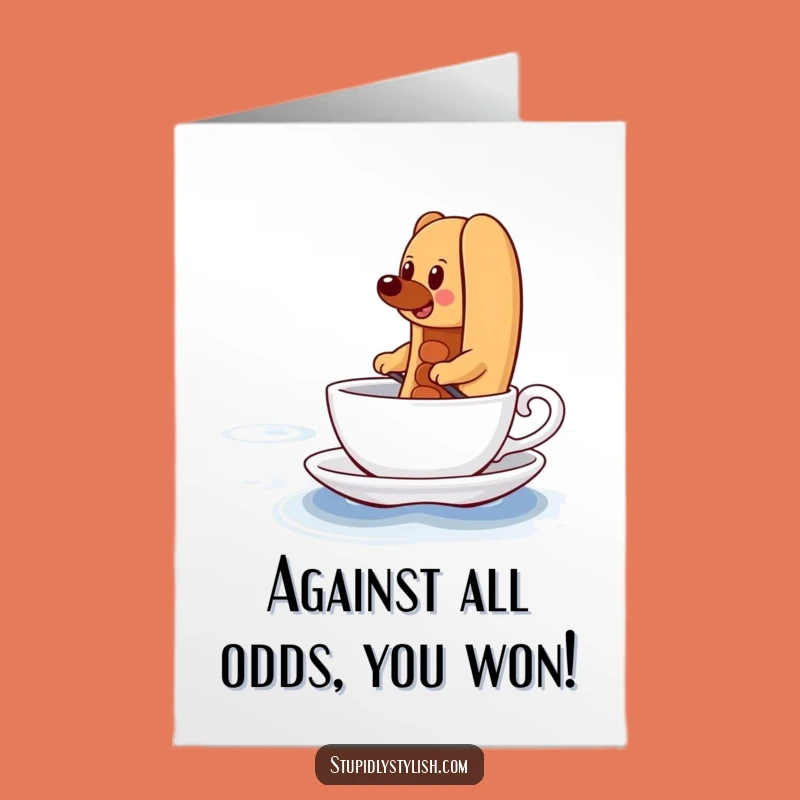Free Printable Congrats Card Funny: Hot Dog Teacup Voyage, Determined Effort, Quirky Cheer