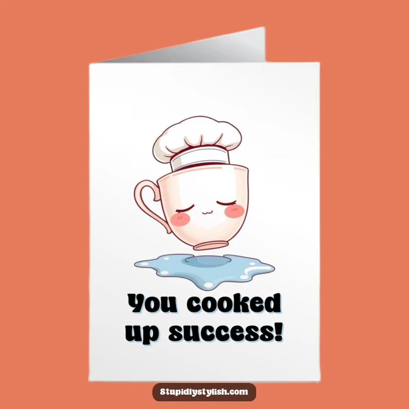 Free Printable Congrats Card: Sleepy Chef Teacup Falls Funny Downloadable