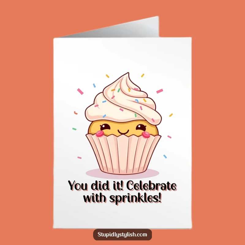 Free Printable Congratulations Card: Joyful Flying Cupcake Sprinkles for a Fun Downloadable Gift