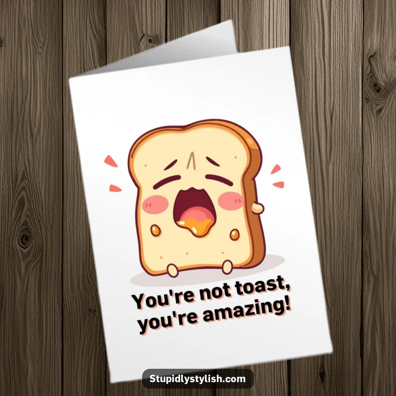 Funny Free Printable Congratulations Card showing a tired toast yawning, humorously representing a slow but sure victory.