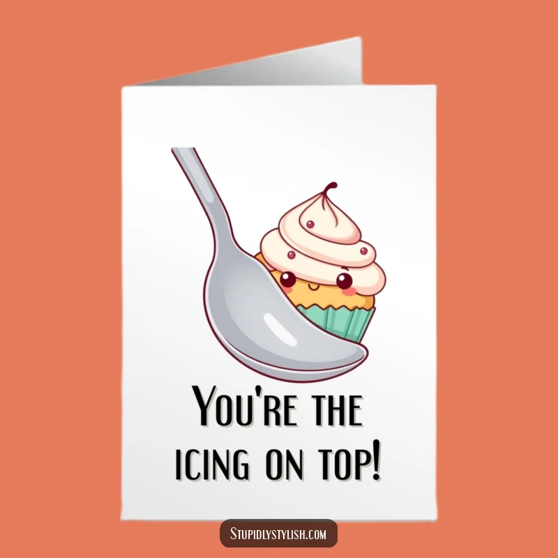 Free Printable Congrats Card: Shy Cupcake Hiding Funny Downloadable