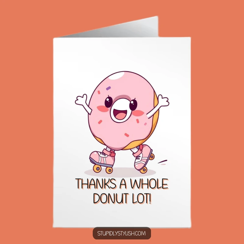 Free Printable Thank You Card: Donut Skates Spinning Funny Downloadable