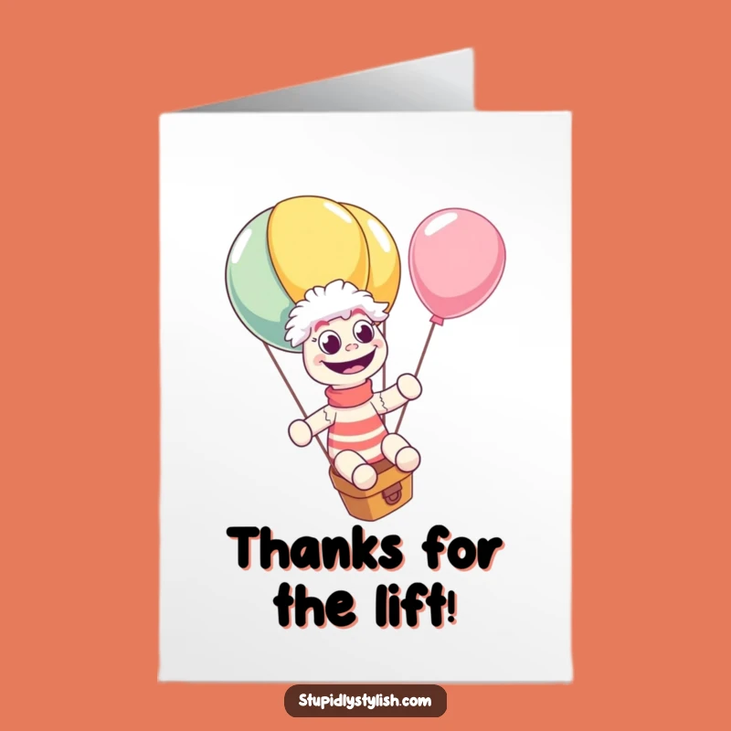 Free Printable Thank You Card: Giggling Sock Puppet Balloon Journey Funny Downloadable