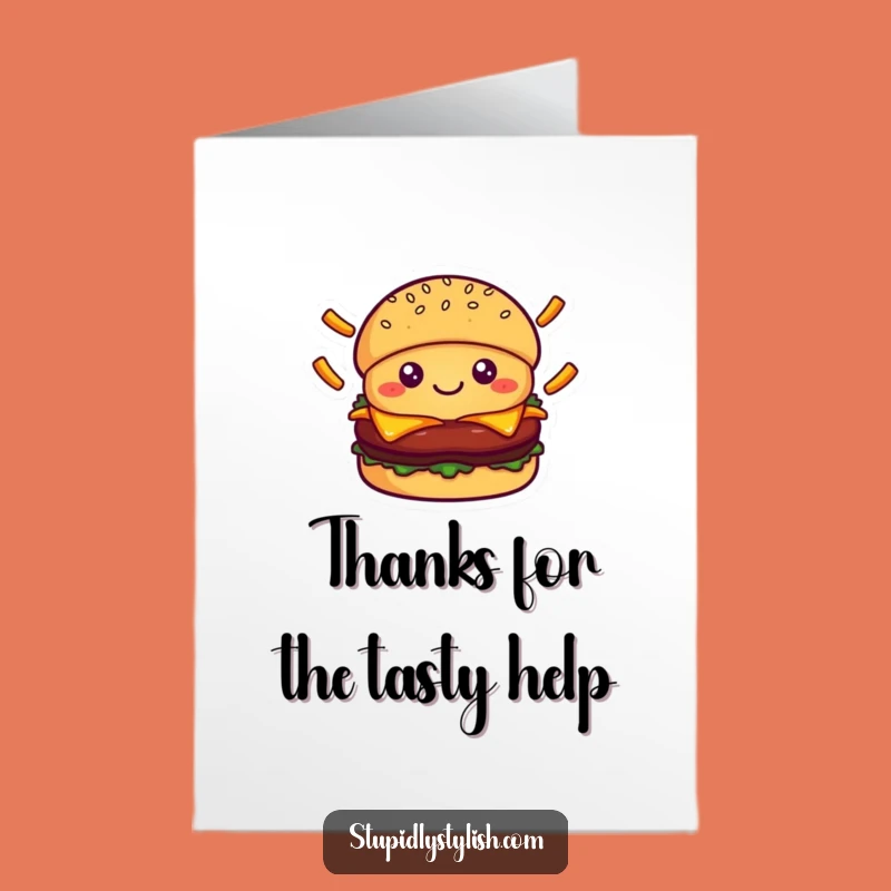Free Printable Thank You Card: Kawaii Burger Fries Juggling Funny Downloadable Gift