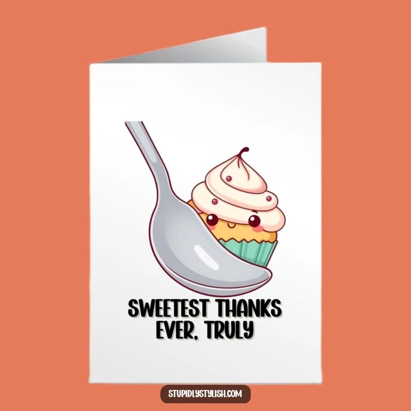 Free Printable Thank You Card: Shy Cupcake Hiding Funny Download