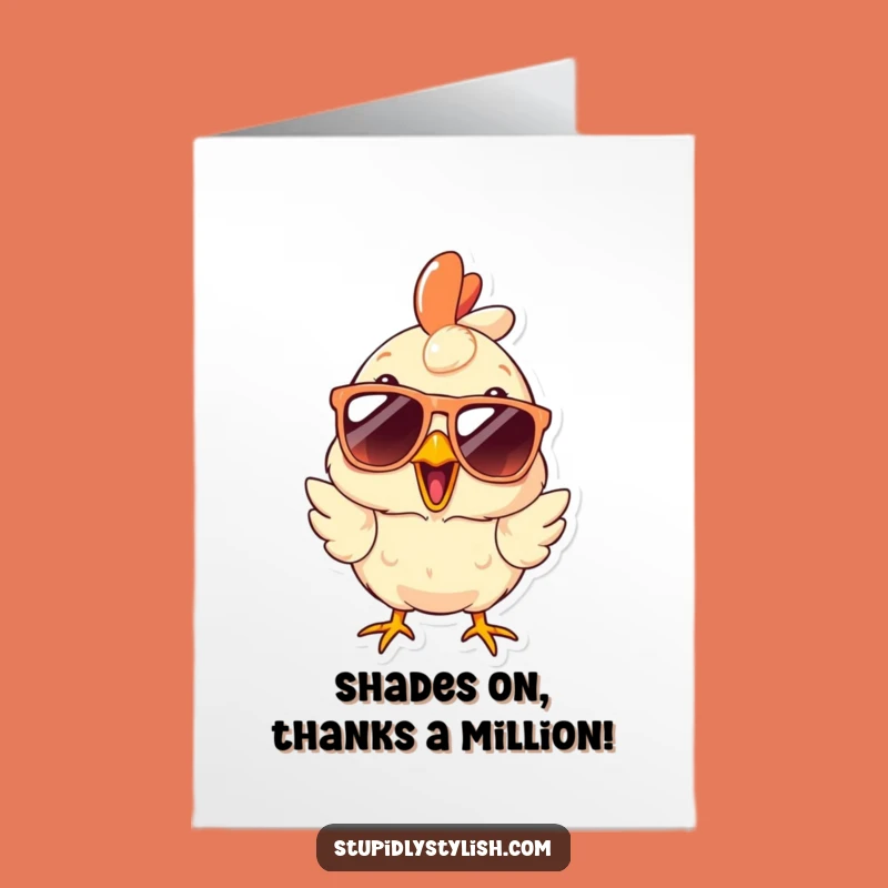 Free Printable Thank You Card: Surprised Chicken Shades - Grateful, Humorous Downloadable Gift!