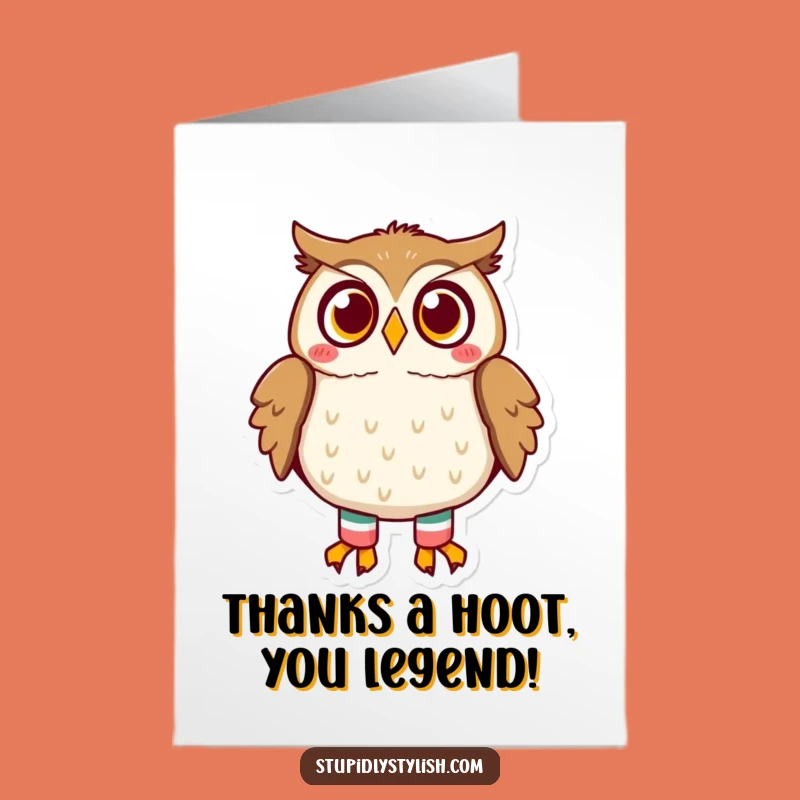 Free Printable Thank You Card: Funny Owl Mismatched Socks Downloadable