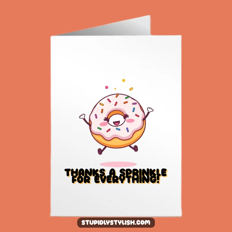 Free Printable Thank You Card: Happy Donut Sprinkle Jump - Funny Gift