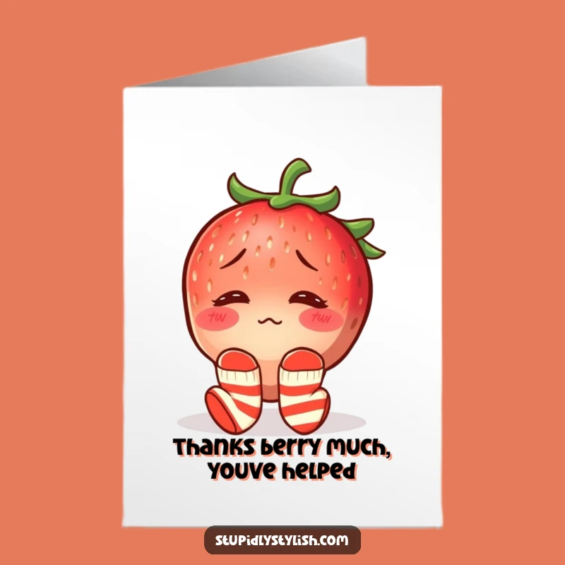 Free Printable Thank You Card: Blushing Strawberry Funny Downloadable Gift