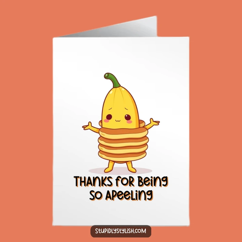 Free Printable Thank You Card: Banana Pancakes Balancing Funny Downloadable Gift