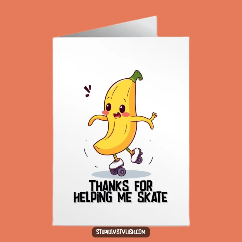 Free Printable Thank You Card: Roller Skating Banana, Comical Appreciation Gift