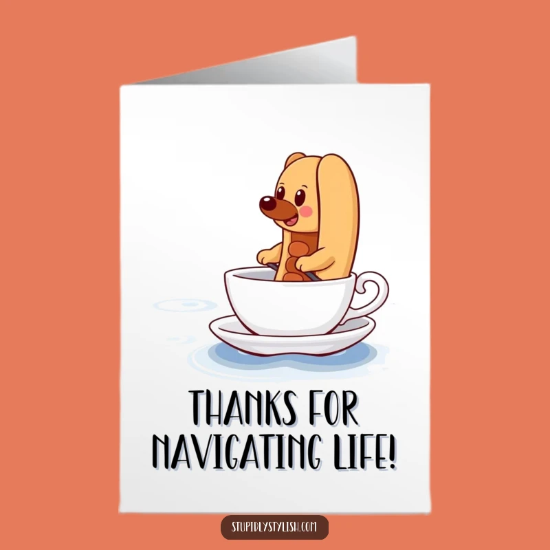 Free Printable Thank You Card Funny: Hot Dog Teacup Voyage, Determined Effort, Quirky Thanks