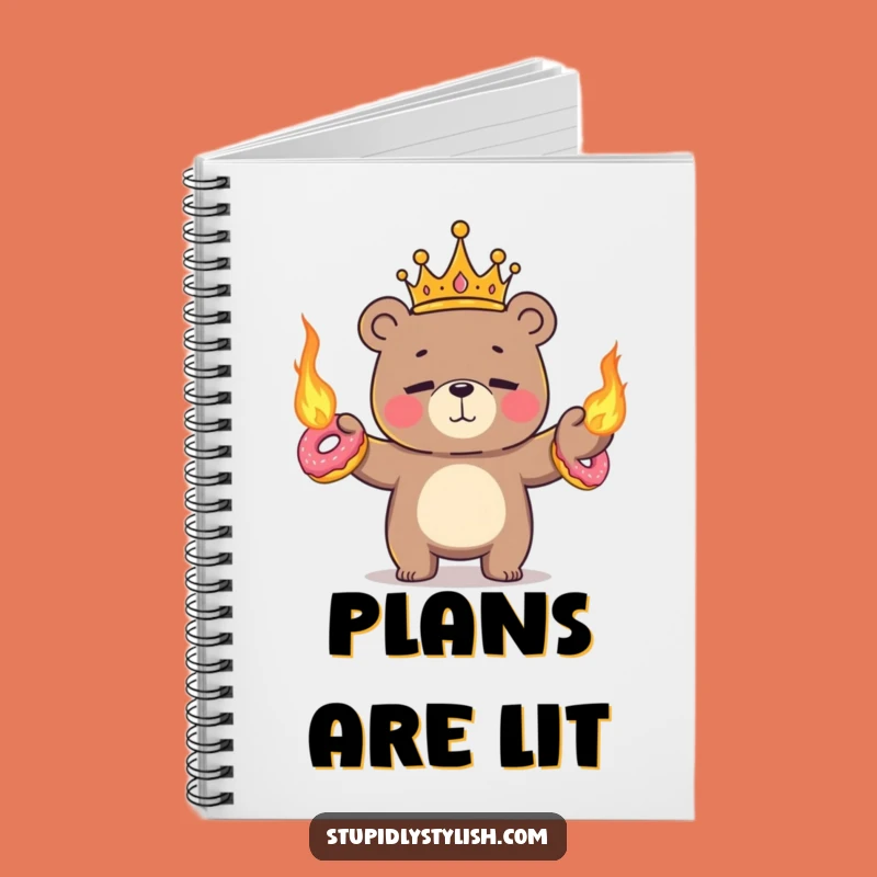 Funny Juggling Bear Notebook - Royal Flaming Donut Journal Gift