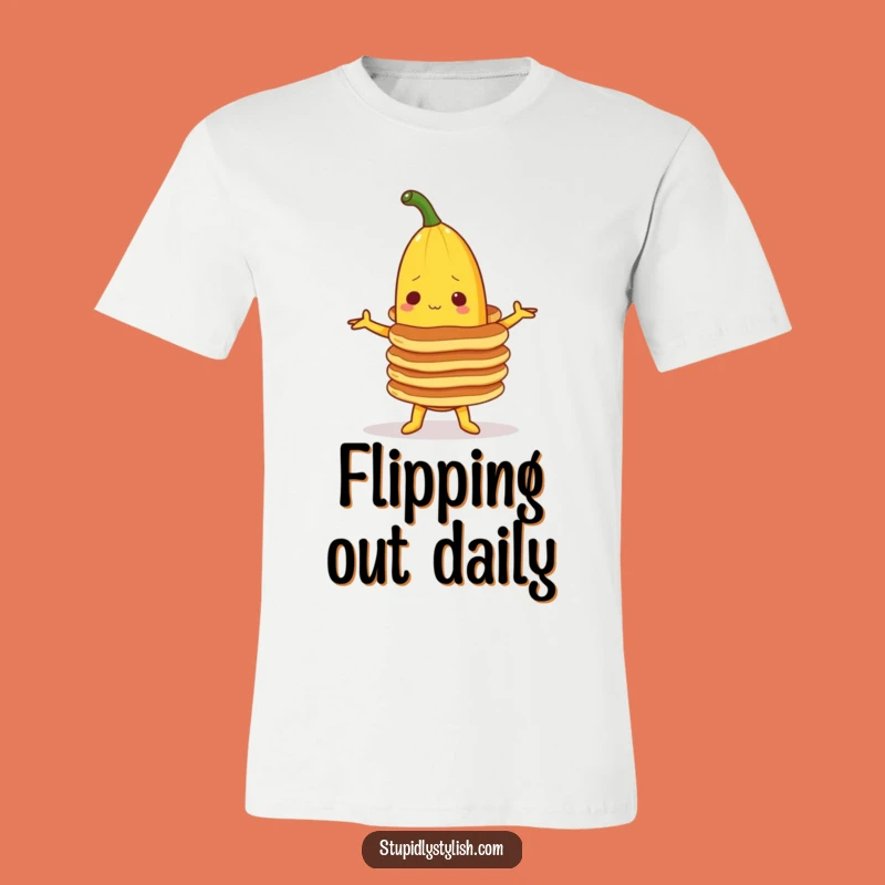 Funny Banana Pancake Balance T-Shirt - Comedic Foodie Apparel Gift