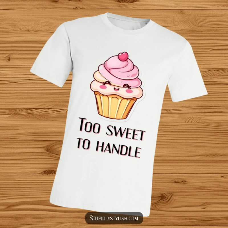 Funny t-shirt showcasing a chic cupcake with an intricate and elaborate frosting design, a delightful and humorous dessert graphic.