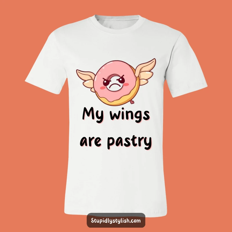 Funny Grumpy Donut T-Shirt: Hilarious Flying Pastry Wings Graphic Tee Gift
