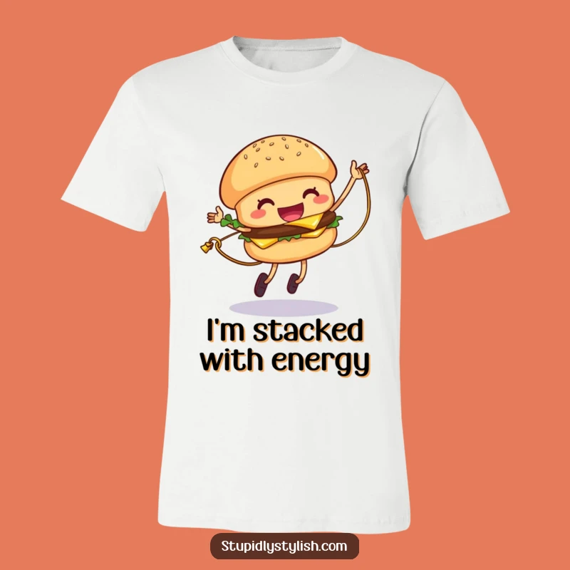 Funny Hamburger Jump Rope T-Shirt: Giggling Cheese Tee, Hilarious Foodie Gift