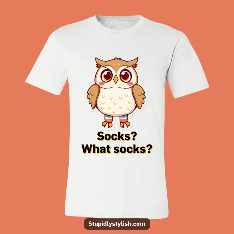 Funny Mismatched Socks Owl T-Shirt - Comical Animal Tee Gift Idea