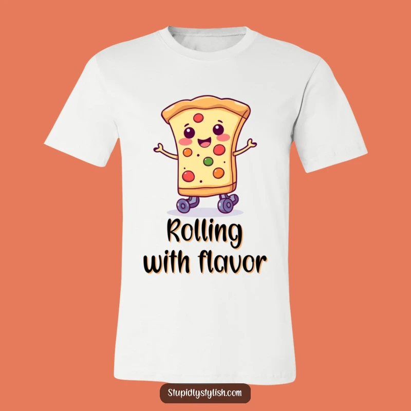 Funny Pizza Roller Skate T-Shirt: Smiling Slice, Hilarious Foodie Gift for Him or Her