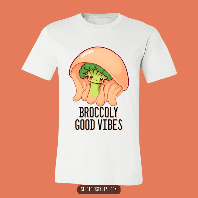 Funny Shy Broccoli Jelly T-Shirt - Quirky Veggie Humor, Gift