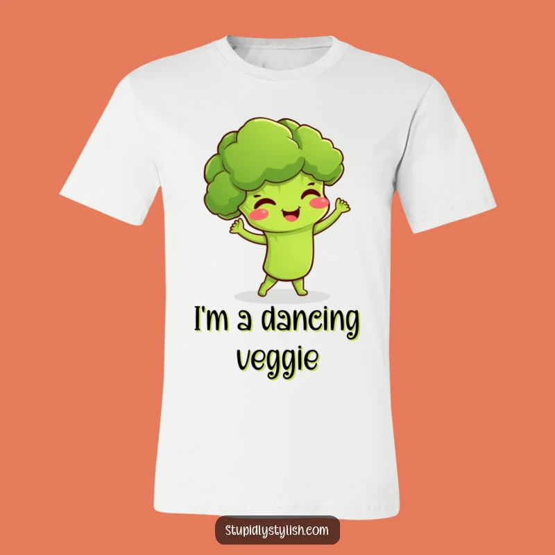 Funny Dancing Broccoli T-Shirt A Giggling Veggie Groovy Tee Shirt Funny Gift