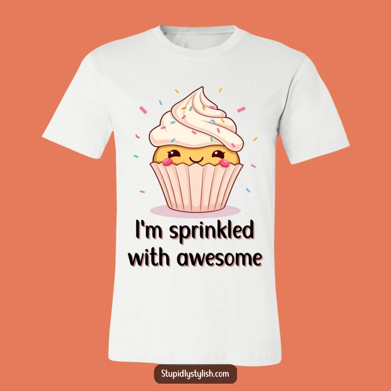 Funny Happy Cupcake Sprinkles Flying T-Shirt - Awesome Novelty Gift!