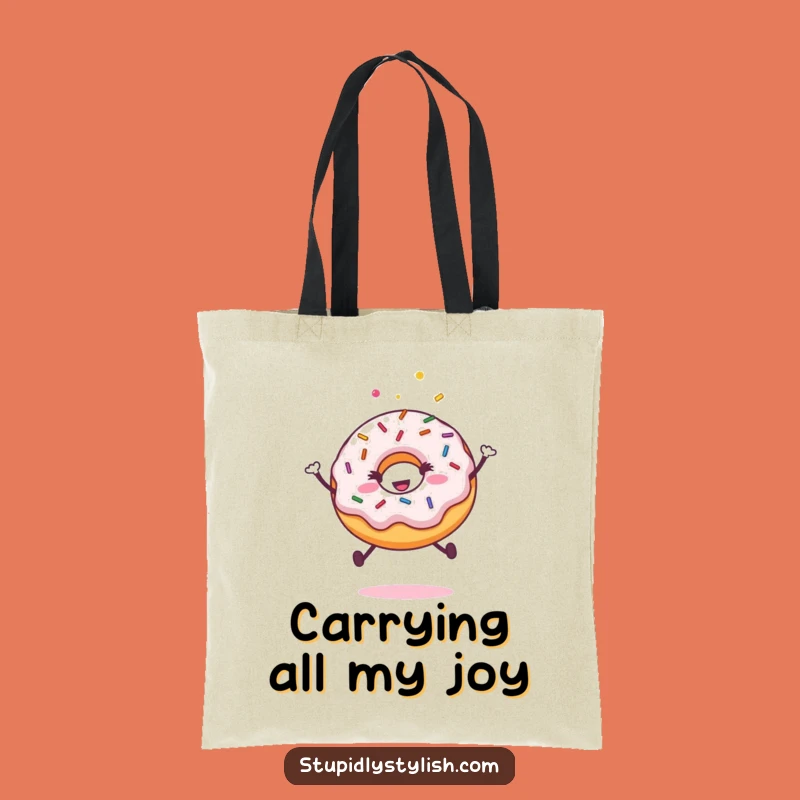 Funny Happy Donut Sprinkles Jumping Tote Bag - Practical Funny Gift!