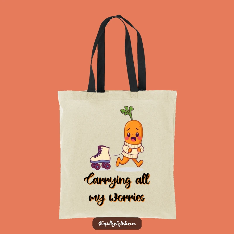 Funny Carrot Skate Tote Bag: Adorable Veggie Cartoon Accessory
