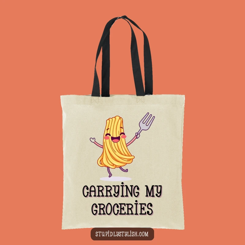 Funny Joyful Dancing Spaghetti Fork Tote Bag - Hilarious & Practical Gift