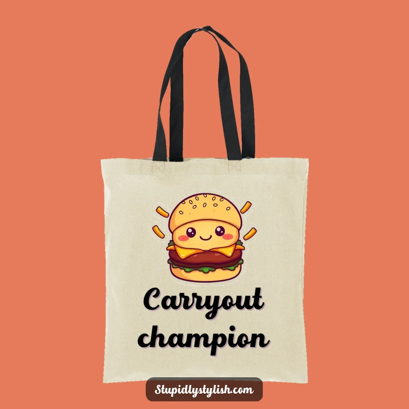 Funny Burger Juggling Fries Tote Bag - Happy Foodie Carryall Gift